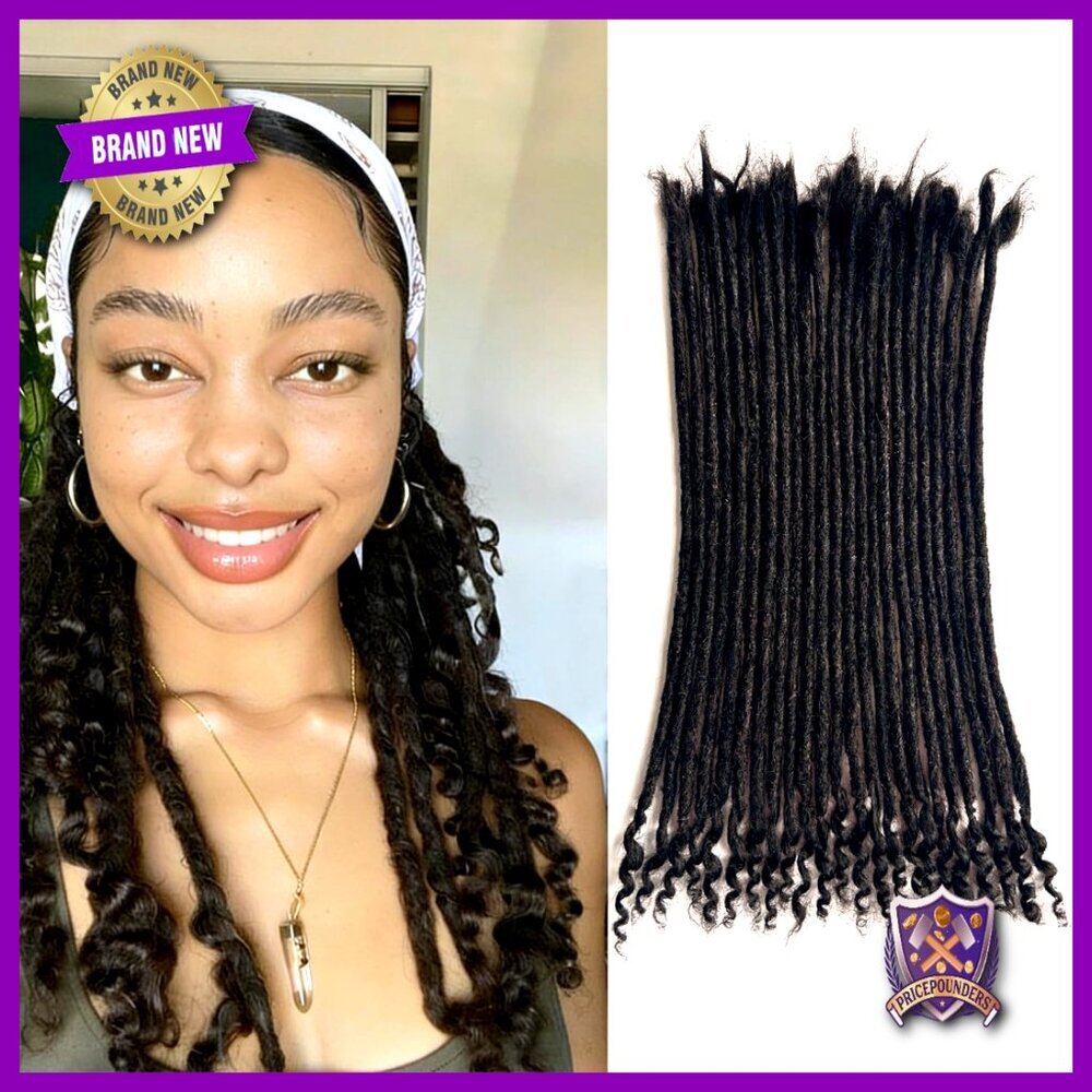 Human Hair Loc Extensions Curly Ends Handmade Real Hair Dreadlocks Unisex